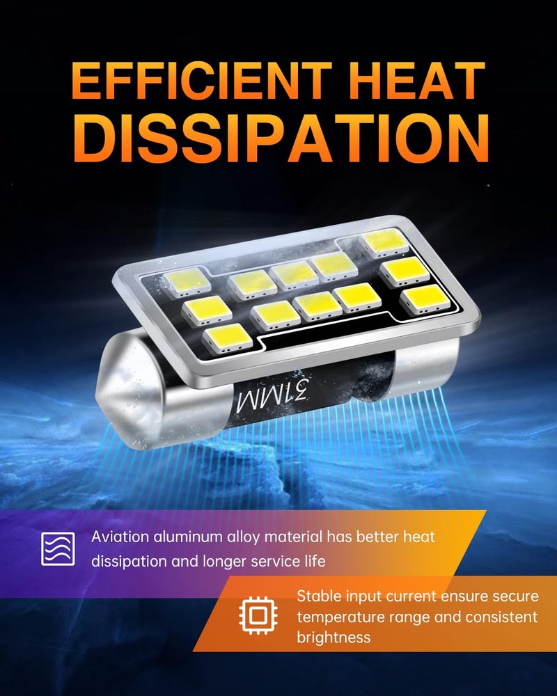 LUYED DE3175 DE3021 LED Dome Light Bulbs 640 Lumens Extremely Bright 3020 12-EX Chipsets 1.25 inches 31mm DE3022 3175 LED Bulbs for Interior Map Door Lights,Xenon Whiteï¼ŒPack of 2 - Image 4